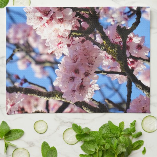 Pink Cherry Blossom Küche Handtuch (Gefaltet)