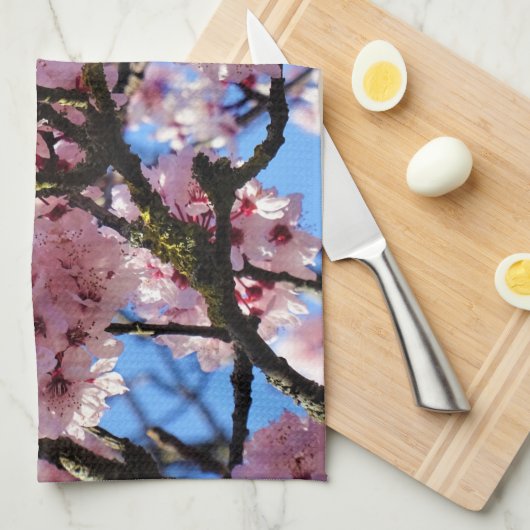 Pink Cherry Blossom Küche Handtuch (Viertel Falte)