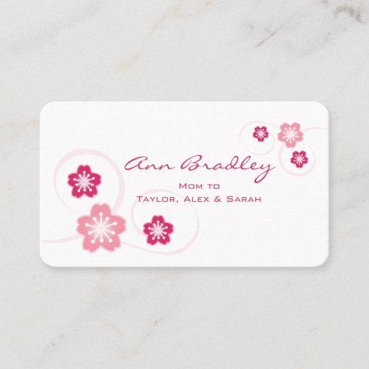 Pink Cherry Blossom Mama Calling Card Telefonnummerkarte (Vorderseite)