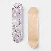 Pink Cherry Blossom Mauve Glitzer Shiny Skateboard (Vorderseite)