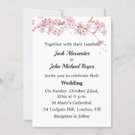 Pink Cherry Blossom Minimalistisch Gay Wedding Ein Einladung