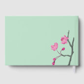 Pink Cherry Blossom Minze Grünes Personalisiertes Gästebuch (Rückseite)