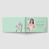 Pink Cherry Blossom Minze Grünes Personalisiertes Gästebuch (Voll)