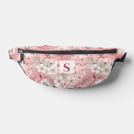 Pink cherry blossom monogram bauchtasche (Ablage )