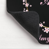 Pink Cherry Blossom Monogram Feminine Floral Wreat Mousepad (Ecke)