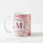 Pink cherry blossom monogram kaffeetasse (Links)