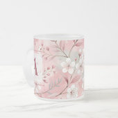 Pink cherry blossom monogram mattglastasse (Vorderseite Links)