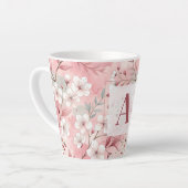 Pink cherry blossom monogram milchtasse (Linke Ecke)
