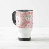 Pink cherry blossom monogram reisebecher (Vorderseite Links)