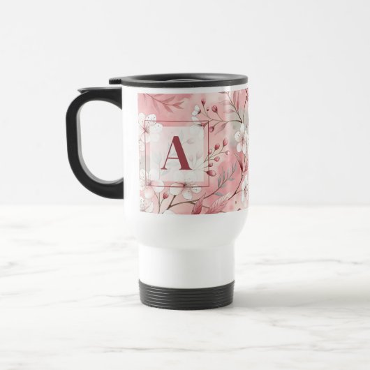 Pink cherry blossom monogram reisebecher (Links)