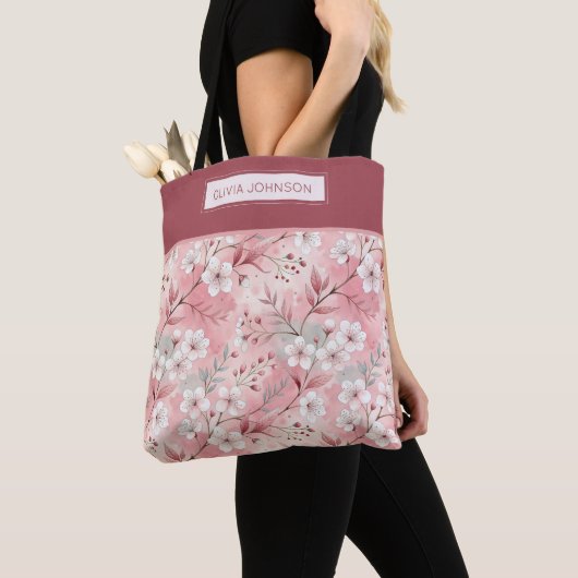 Pink cherry blossom monogram tasche (Von Nahem)