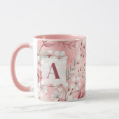 Pink cherry blossom monogram tasse (Links)