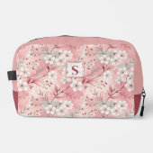 Pink cherry blossom monogram waschbeutel (Vorderseite)