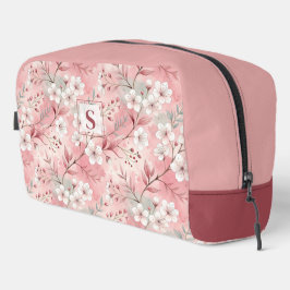 Pink cherry blossom monogram waschbeutel