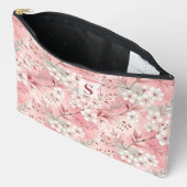 Pink cherry blossom monogram zubehörtasche (Offen)