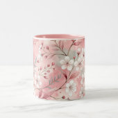 Pink cherry blossom monogram zweifarbige tasse (Mittel)