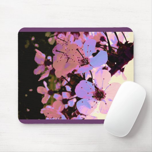 Pink Cherry Blossom Mousepad (Mit Mouse)
