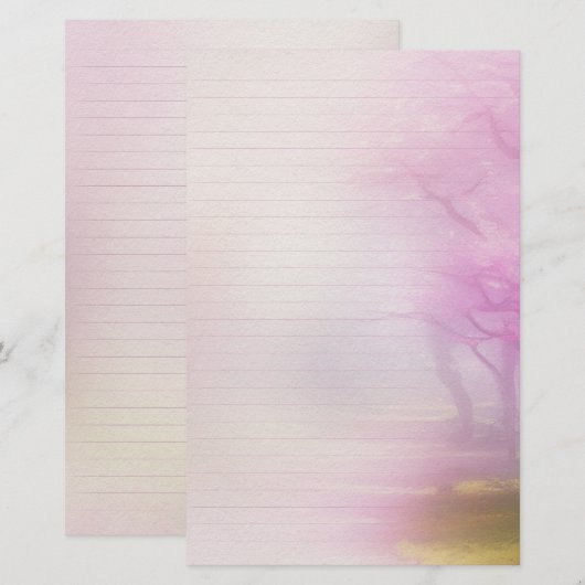 Pink Cherry Blossom Note Paper Briefpapier (Vorne/Hinten)