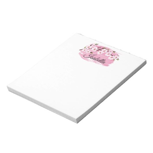 Pink Cherry Blossom Notepad Notizblock (Rotiert)