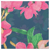 Pink Cherry Blossom Paint Navy Blue Design Stoff (Muster)