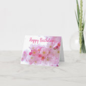 Pink Cherry Blossom | Personalisierter Geburtstag Karte (Vorderseite)