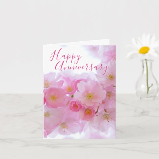Pink Cherry Blossom | Personalisierter Jahrestag Karte (Kleine Pflanze)