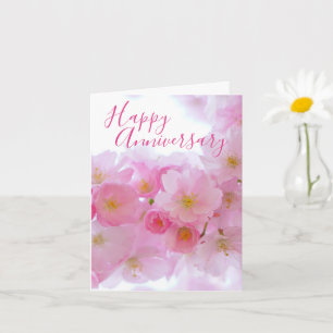 Pink Cherry Blossom Personalisierter Jahrestag Karte