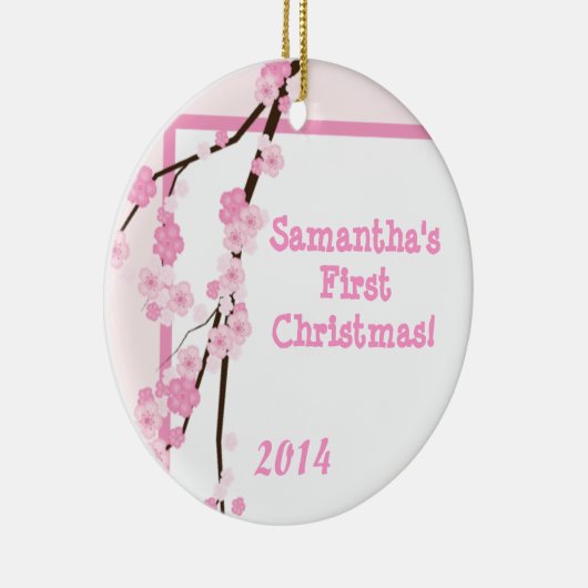 Pink Cherry Blossom Personalisierter Name Ornament (Rechts)