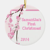 Pink Cherry Blossom Personalisierter Name Ornament (Vorne)