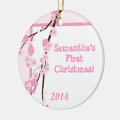 Pink Cherry Blossom Personalisierter Name Ornament (Links)