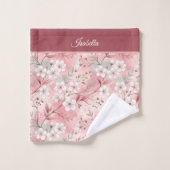 Pink cherry blossom Personalized Badhandtuch Set (Waschlappen)