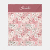 Pink cherry blossom Personalized Fleecedecke (Vorderseite)
