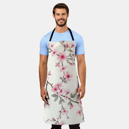 Pink Cherry Blossom Sakura Floral Pattern Spring Schürze (Getragen)