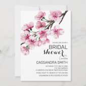 Pink Cherry Blossom Sakura Grüne Brautparty Einladung (Vorderseite)