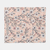 Pink Cherry Blossom Sakura Muster auf Pink (1) Fleecedecke (Vorderseite (Horizontal))