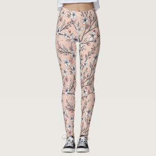 Pink Cherry Blossom Sakura Muster auf Pink (1) Leggings