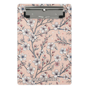 Pink Cherry Blossom Sakura Muster auf Pink (1) Mini Klemmbrett