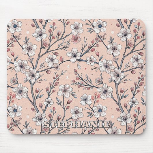 Pink Cherry Blossom Sakura Muster auf Pink (1) Mousepad (Vorne)