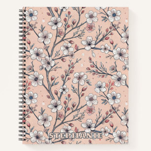 Pink Cherry Blossom Sakura Muster auf Pink (1) Notizblock
