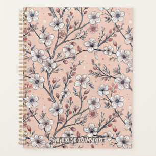 Pink Cherry Blossom Sakura Muster auf Pink (1) Planer