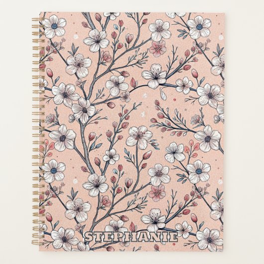 Pink Cherry Blossom Sakura Muster auf Pink (1) Planer (Vorderseite)