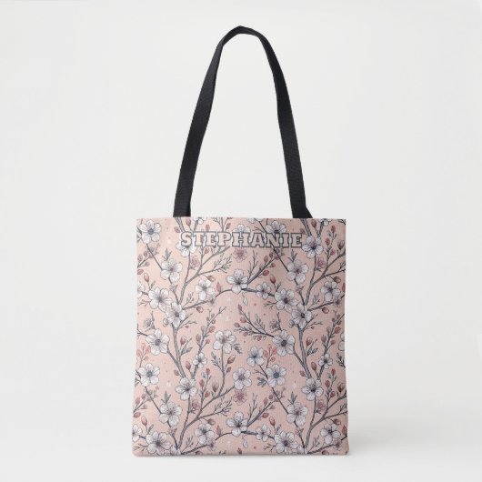 Pink Cherry Blossom Sakura Muster auf Pink (1) Tasche (Vorderseite)