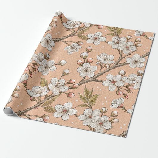 Pink Cherry Blossom Sakura Muster auf Pink (3) Geschenkpapier (Ungerollt)