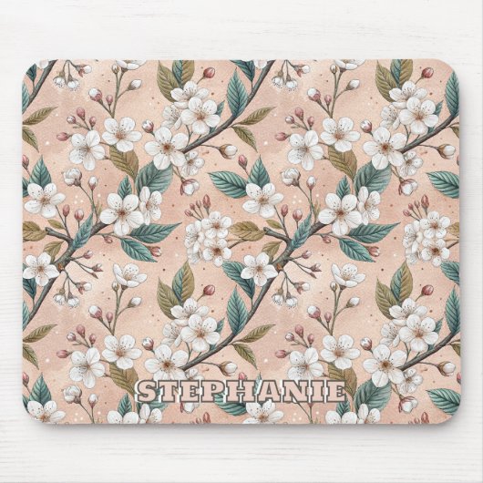 Pink Cherry Blossom Sakura Muster auf Pink (4) Mousepad (Vorne)