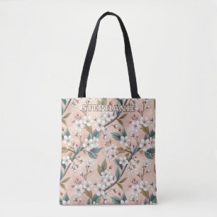 Pink Cherry Blossom Sakura Muster auf Pink (4) Tasche