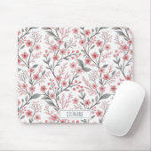 Pink Cherry Blossom Sakura Muster auf Weiß (1) Mousepad (Mit Mouse)