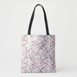 Pink Cherry Blossom Sakura Muster auf Weiß (1) Tasche