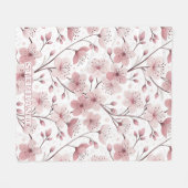 Pink Cherry Blossom Sakura Muster auf Weiß (2) Fleecedecke (Vorderseite (Horizontal))