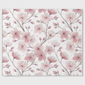 Pink Cherry Blossom Sakura Muster auf Weiß (2) Geschenkpapier (Flach)
