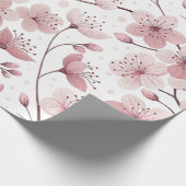 Pink Cherry Blossom Sakura Muster auf Weiß (2) Geschenkpapier (Ecke)